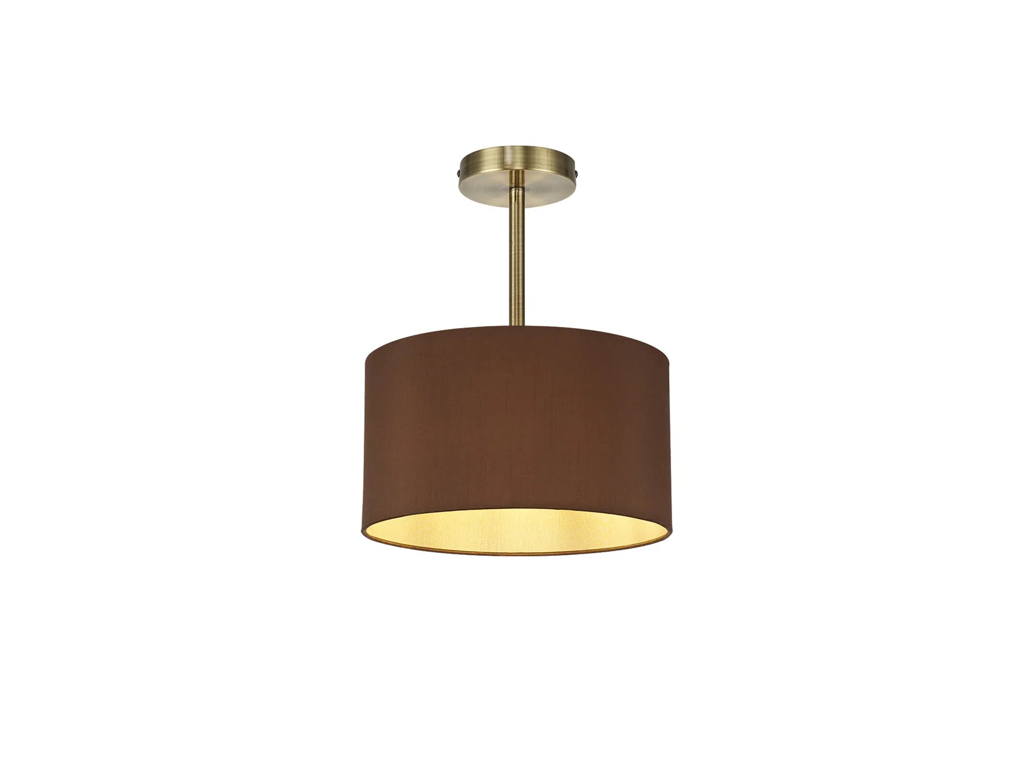 DK0162  Baymont 30cm Semi Flush 1 Light Antique Brass, Raw Cocoa/Grecian Bronze